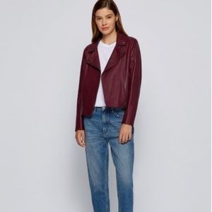 HUGO BOSS Biker Leather Jacket Size 8; New with Tags